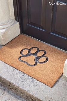 Cox & Cox Natural Embossed Rubber Paw Print Large Doormat