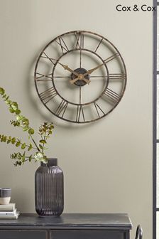 Cox & Cox Brass Distressed Indoor Outdoor Medium Clock