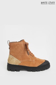 White Stuff Brown Tan Ivy Lace-Up Casual Boots