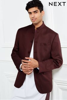 Burgundy Red Slim Fit Nehru Collar Suit (T57086) | £79