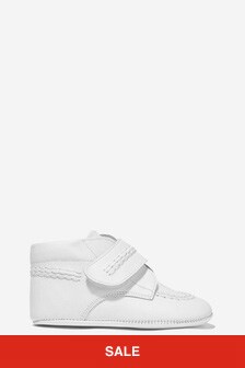 Andanines Baby Leather Booties in White