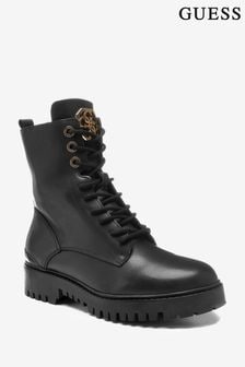 Guess Olone Black Leather Logo Lace Boots (T57900) | £160