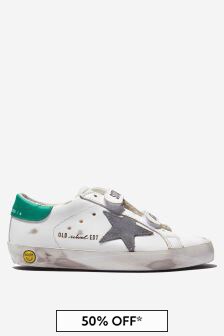 Golden Goose Kids Leather Suede Star Old School Trainers in White