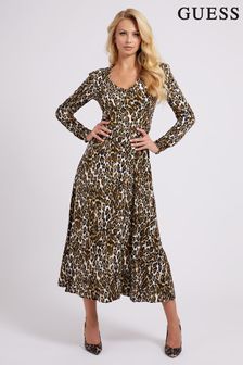 Guess Leopard Print Bibiane Long Dress (T58228) | £135