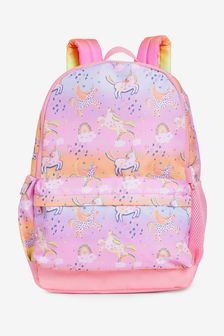 15" Girls School Travel Camp Book Bag Kids Backpack Hearts or Stars Pink Blue 
