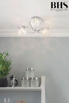 BHS Silver Orianna Flush Ceiling Light
