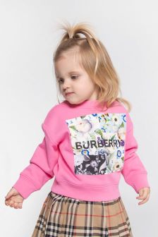 Burberry Kids Baby Girls Cotton Logo Print Sweatshirt in Pink