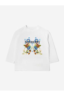 Burberry Kids Girls Cotton Branded Long Sleeve T-Shirt in White