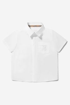 Burberry Kids Baby Short Sleeve Monogram Motif Stretch Cotton Shirt