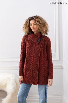 Celtic & Co. Red Donegal Buckle Detail Cardigan
