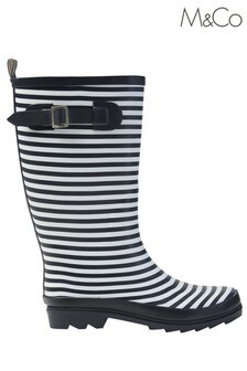 M&Co Blue Striped Wellington Boots