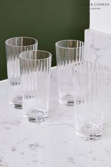 Jasper Conran London Clear Fluted Set of 4 Tall Tumbler Glasses