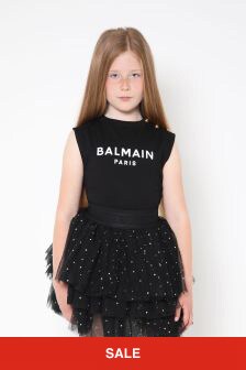 Balmain Girls Black Layered Tulle Skirt