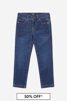 Balmain Boys Blue Cotton Denim Branded Jeans