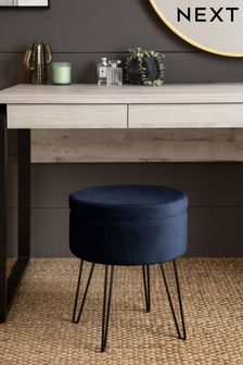 Opulent Velvet Dark Navy Blue Storage Footstool (T60472) | £50