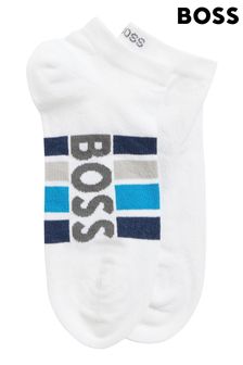 BOSS White Stripe Socks 2 Pack