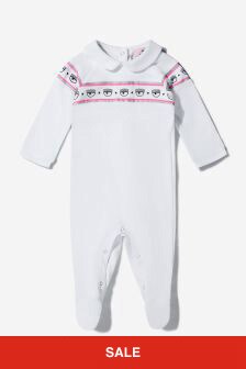 Chiara Ferragni Baby Girls Cotton Logo Babygrow in White