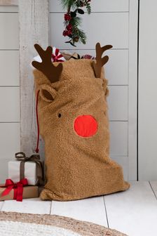 Brown Christmas Reindeer Present Sack (T61594) | £16