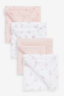 Pink Bunny Baby Muslin Squares 4 Pack (T61620) | £13