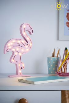 glow Pink Wooden Flamingo Table Light