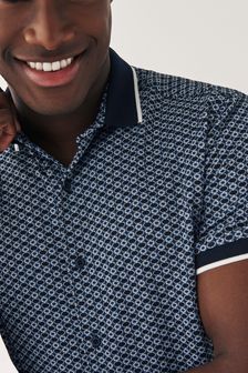 Jacquard Knit Short Sleeve Shirt