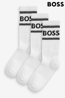 BOSS White 3 Pack Rib Socks