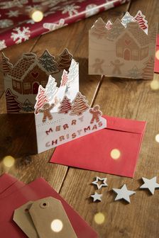 10 Pack Natural Gingerbread Christmas Cards (T62276) | £5
