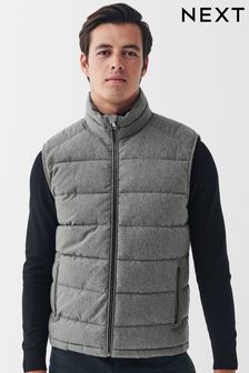 Grey Wool Look Padded Puffer Gilet (T62376) | £50