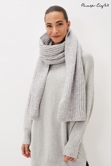 Phase Eight Grey Corinna Ribbed Scarf