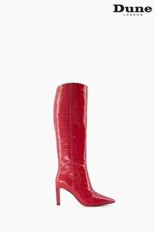 Dune London Red Spice Pointed Stiletto Knee High Heeled Boots