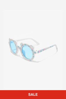 Monnalisa Girls Rose Print Sunglasses With Case in Ivory