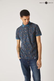 Pretty Green Navy Blue Alloway Paisely Polo Shirt (T62944) | £75