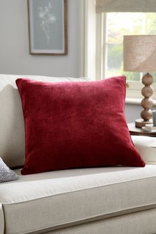 Red Soft Velour Large Square Cushion