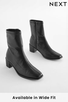 Black PU Regular/Wide Fit Forever Comfort® Sock Ankle Blue Boots (T63325) | £44