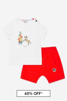 Paul Smith Junior Baby Boys Cotton T-Shirt And Shorts Set in White