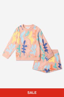 Stella McCartney Kids Girls Cotton Fleece Shorts Set in Pink