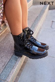 Black Regular/Wide Fit Forever Comfort® Patent Lace-Up Boots (T63557) | £44