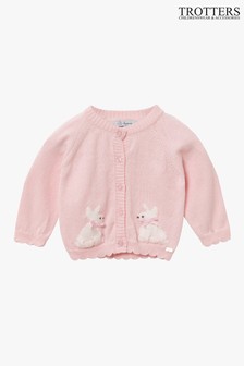 Trotters London Pink Little Bunny Cardigan