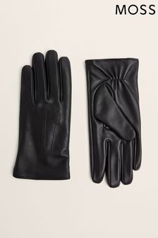 Moss Black Leather Gloves
