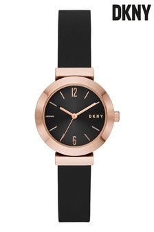 DKNY Black Leather Strap Watch
