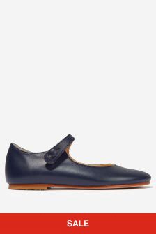Bonpoint Girls Leather Mary Jane Shoes in Navy