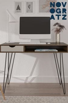 Novogratz Concord Desk with Storage  Oak Grey