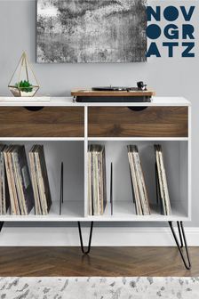 Novogratz CONCORD TURNTABLE STAND WITH DRAWERS - WHITEOAK (T64179) | £110