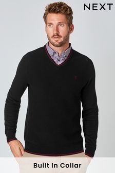 next mens black v neck jumper