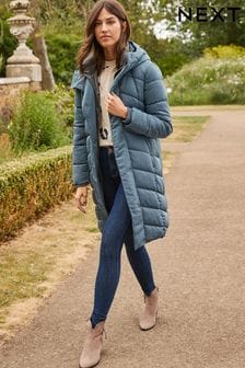 Blue Padded Hooded Coat With Recycled Wadding (T64383) | £75