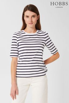 Hobbs Eva White Striped T-Shirt (T64441) | £35