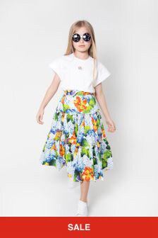 Dolce & Gabbana Kids Girls Cotton Hydrangea Print Skirt