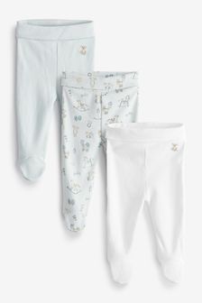 White and Blue Footed Baby Leggings 3 Pack Cargos 9-12 Months And Above Do Not Have Integral Feet (T64763) | £13 - £15
