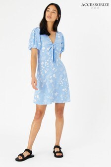 Accessorize Blue Tie-Front Shoreline Mini Dress