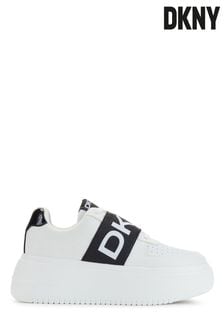 DKNY Madigan Logo Slip On White/Black Chunky Trainers (T65114) | £135